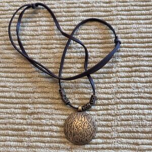Vintage Double-sided Round Zodiac Pendant adjustable Rope Long Necklace